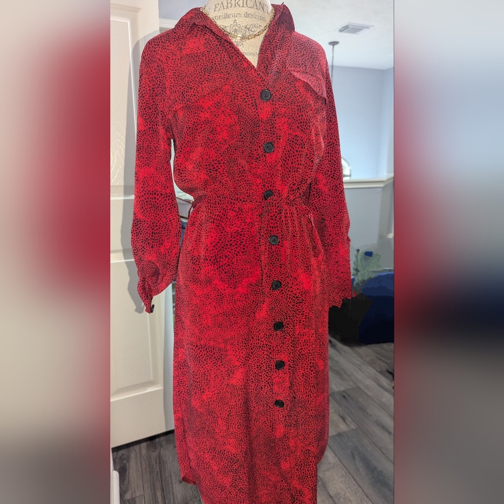 Red Button-Up Dress